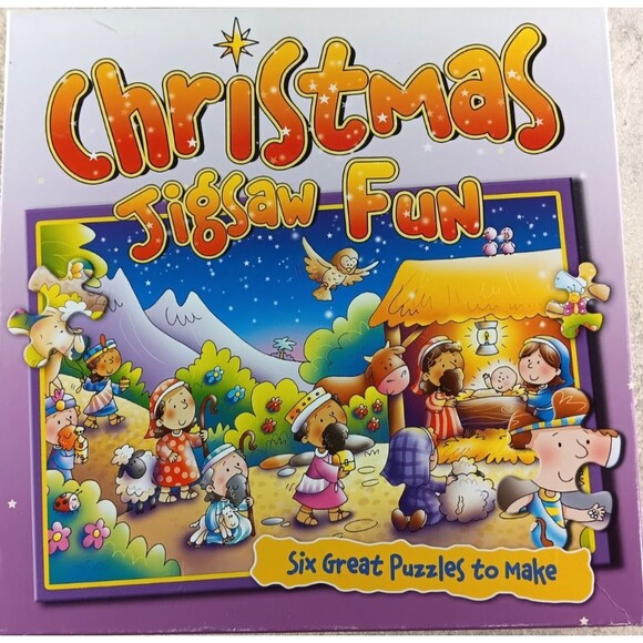 Christmas Bible Story Jigsaw Puzzle Six Fun Family Children Toddler Candle Books - Picture 1 of 3
